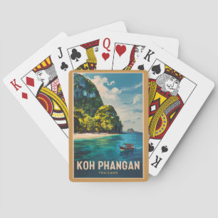 Koh Phangan Thailand Reise Kunst Vintage Spielkarten