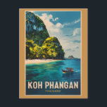 Koh Phangan Thailand Reisen Art Vintag Postkarte<br><div class="desc">Koh Phangan Retro Vektor Reise Design. Ko Pha-ngan ist eine Insel im Golf von Thailand in der Provinz Surat Thani im Süden Thailands.</div>
