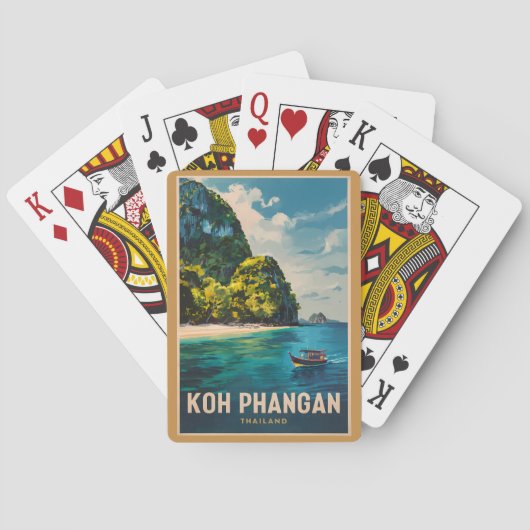 Koh Phangan Thailand Reisen Art Vintag Spielkarten (Rückseite)