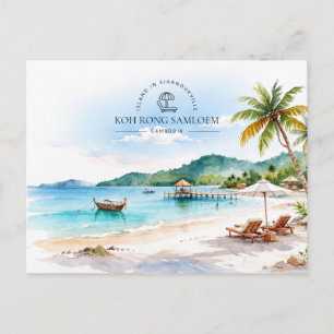 Koh Rong Samloem Kambodscha   Wasserfarben Landsch Feiertagspostkarte