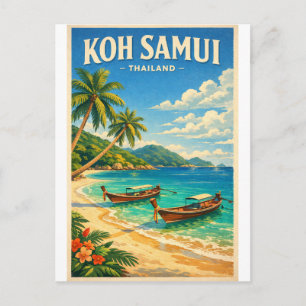 Koh Samui Insel, Thailand Retro Postkarte