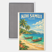 Koh Samui Island, Thailand retro Magnet (Vorderseite/Rückseite)