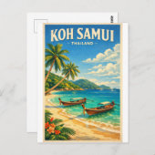 Koh Samui Island, Thailand retro Postkarte (Vorne/Hinten)