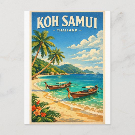 Koh Samui Island, Thailand retro Postkarte (Vorderseite)