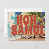 Koh Samui, Thailand Vintage Travel Poster Postkarte (Vorne/Hinten)