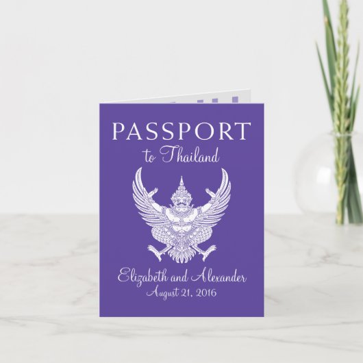Koh Samui Thailand Wedding Passport Einladung (Vorderseite)