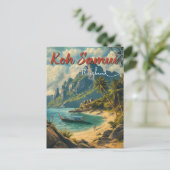 Koh Samui Vintage Travel Postkarte (Stehend Vorderseite)
