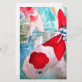 Kohaku Koi 2 Japanische Aquarell-Kunst Briefpapier (Vorne/Hinten)