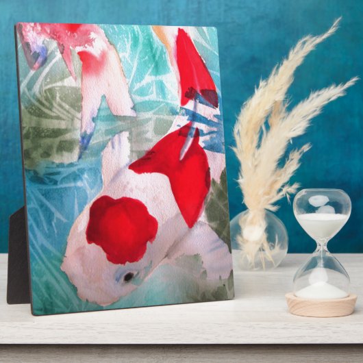 Kohaku Koi 2 Japanische Aquarell-Kunst Fotoplatte (Seite)
