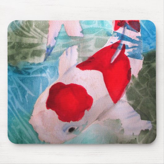 Kohaku Koi 2 Japanische Aquarell-Kunst Mousepad (Vorne)