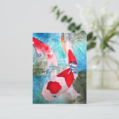Kohaku Koi 2 Japanische Aquarell-Kunst Postkarte (Stehend Vorderseite)
