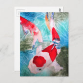 Kohaku Koi 2 Japanische Aquarell-Kunst Postkarte (Vorne/Hinten)