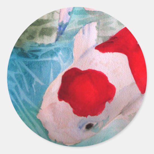 Kohaku Koi 2 Japanische Aquarell-Kunst Runder Aufkleber (Vorderseite)