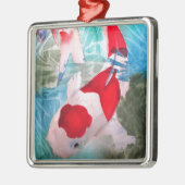 Kohaku Koi 2 Japanische Aquarell-Kunst Silbernes Ornament (Links)