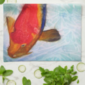 Kohaku Koi Aquarellkunst Japanischer Fisch Geschirrtuch (Gefaltet)