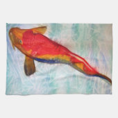 Kohaku Koi Aquarellkunst Japanischer Fisch Geschirrtuch (Horizontal)