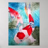Kohaku Koi II Aquarell Originalkunst Poster (Vorne)