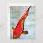 Kohaku Koi Japanische Aquarellkunst Postkarte (Vorne/Hinten)