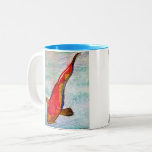 Kohaku Koi Japanische Aquarellkunst Zweifarbige Tasse (Vorderseite Links)