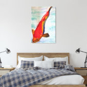 Kohaku Koi Japanischer Fisch Original Aquarellkuns Leinwanddruck (Insitu (Schlafzimmer))