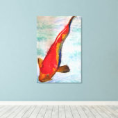 Kohaku Koi Japanischer Fisch Original Aquarellkuns Leinwanddruck (Insitu (Holzboden))