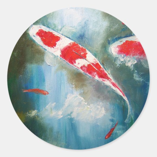 Kohaku Koi Runder Aufkleber (Vorderseite)