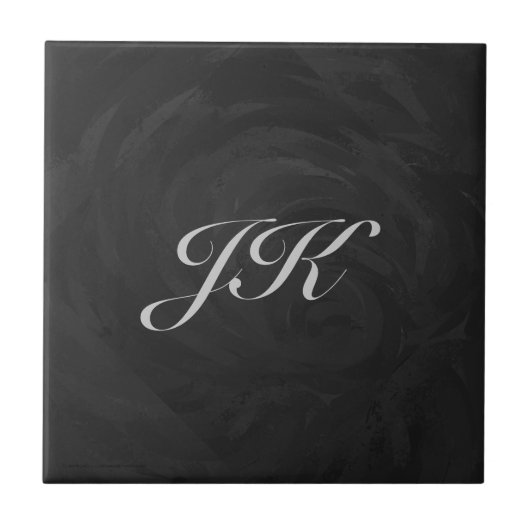 Kohl Black Monogram Personalisiert Fliese (Vorderseite)