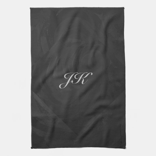 Kohl Black Monogram Personalisiert Geschirrtuch (Vertikal)