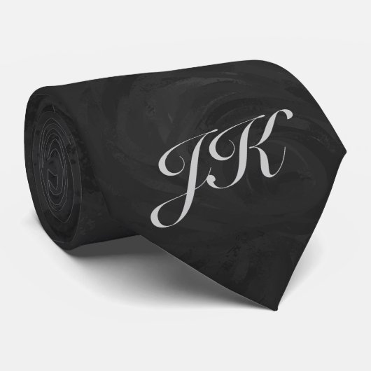 Kohl Black Monogram Personalisiert Krawatte (Gerollt)