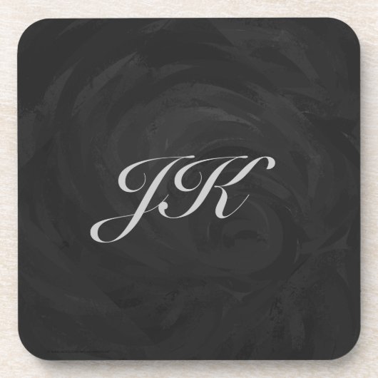 Kohl Black Monogram Personalisiert Untersetzer (Vorderseite)