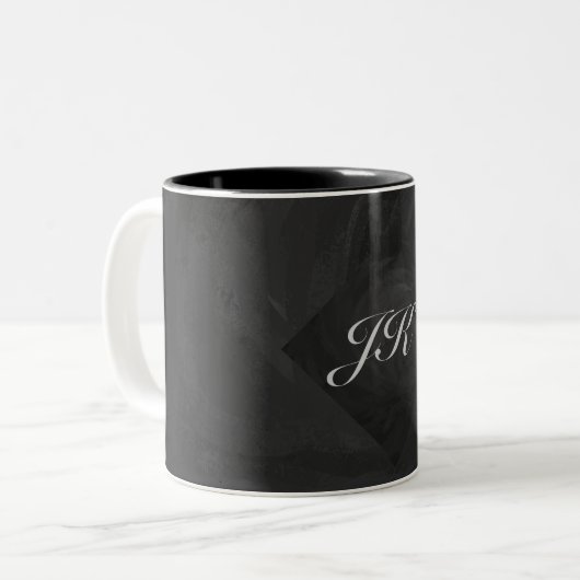 Kohl Black Monogram Personalisiert Zweifarbige Tasse (Vorderseite Links)