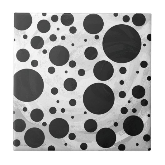 Kohl Black Polka Dot Pattern Fliese (Vorderseite)