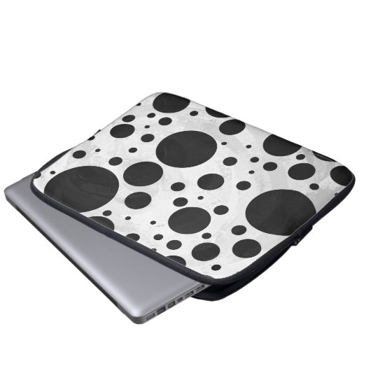 Kohl Black Polka Dot Pattern Laptopschutzhülle (Vorne Knopf)