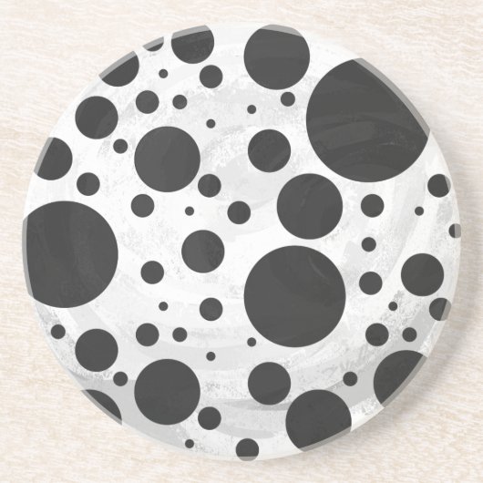 Kohl Black Polka Dot Pattern Sandstein Untersetzer (Vorne)