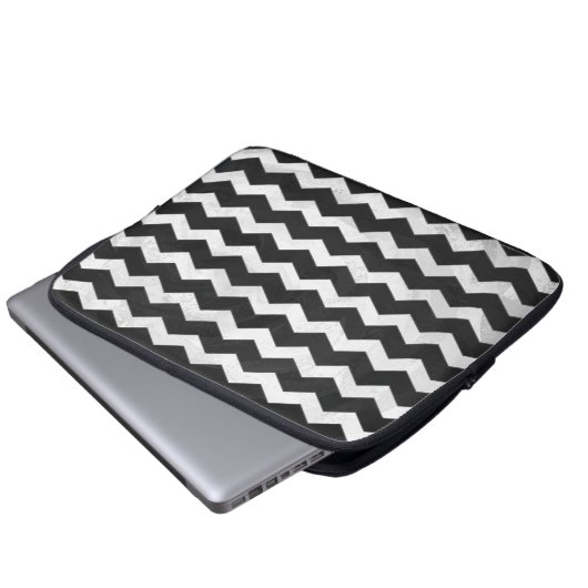 Kohl Black Zickzack Pattern Laptopschutzhülle (Vorne Knopf)