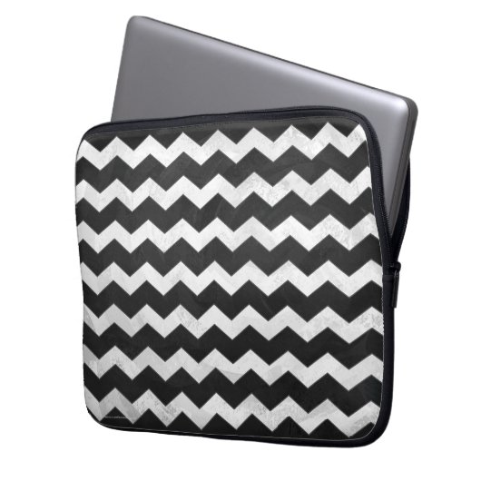 Kohl Black Zickzack Pattern Laptopschutzhülle (Vorderseite Links)