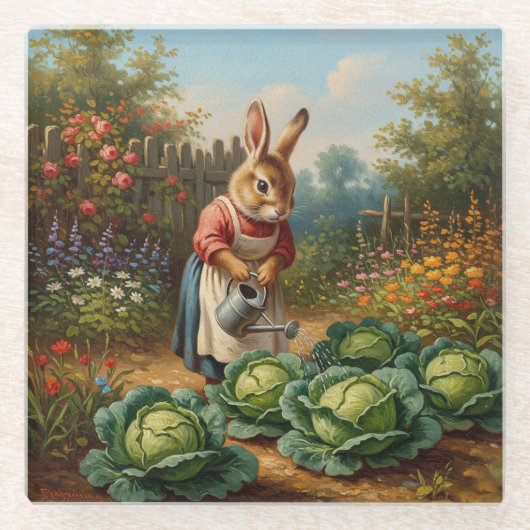 Kohl-Kaninchen Glasuntersetzer (Vorderseite)