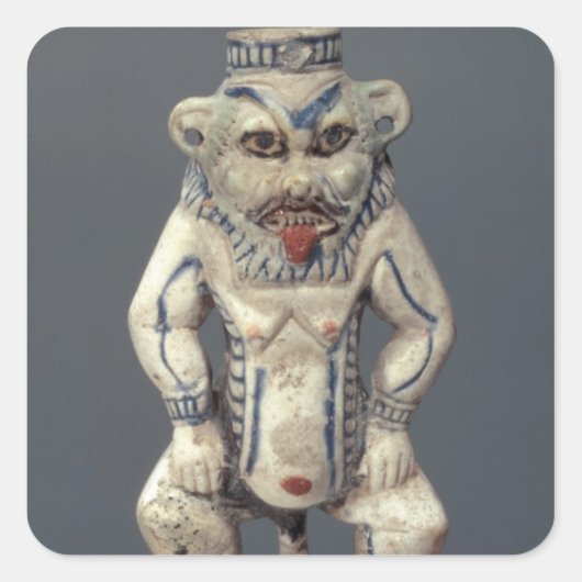 Kohl Pot, der den ägyptischen Haushaltsgott Bes da Quadratischer Aufkleber (Vorderseite)