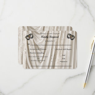 Kohle-Elfenbein-Masquerade-Weiß-Damaskus-RSVP RSVP Karte