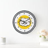Kohle Gezeichnet Stilwahl mit lächelnder Katze Große Wanduhr (Zuhause)