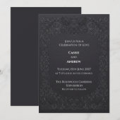 Kohle-Gotik-Rosen-Raben-Hochzeit Einladung (Vorne/Hinten)