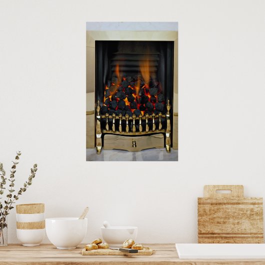 Kohle in Messingkorb Poster (Küche)