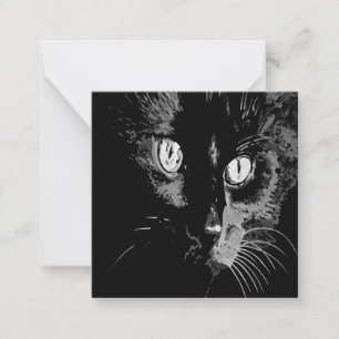 Kohle Künstlerisches Porträt einer schwarzen Katze Mitteilungskarte