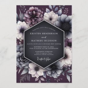 Kohle & Mauve Gotische Hochzeit Einladung