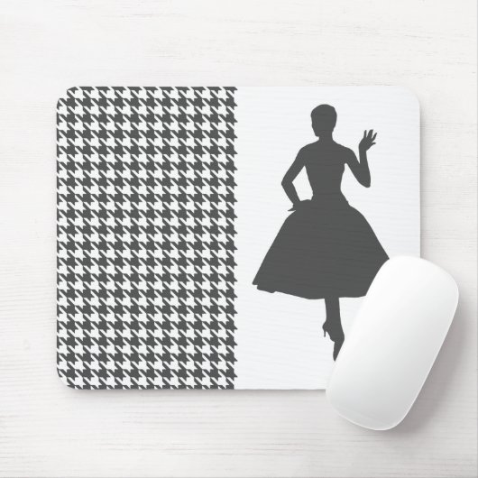 Kohle Modernes Hahnentrittmuster mit Mode-Silhouet Mousepad (Mit Mouse)