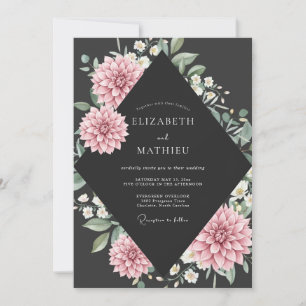 Kohle-Pink-Dahlia-Hochzeit Einladung
