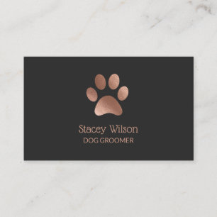 Kohle Rose Gold Paw Print Logo Groomer Busi Visitenkarte