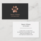 Kohle Rose Gold Paw Print Logo Groomer Visitenkarte (Vorne/Hinten)