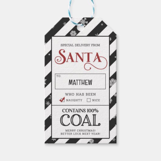 Kohle Sonderlieferung Schönheitsliste Santa Geschenkanhänger (Vorderseite)