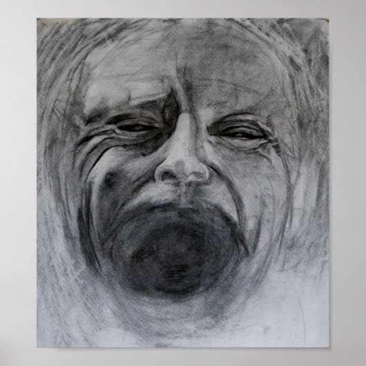 Kohle und Bleistift auf Papier zeichnend Poster (Vorne)